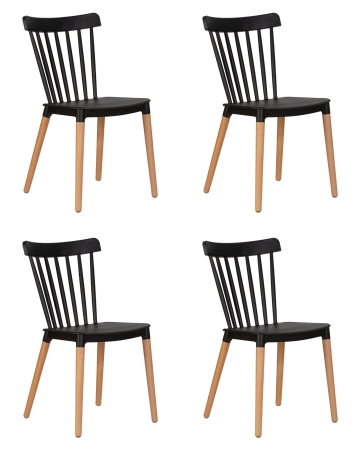 Набор 4 шт Стул обеденный THEO, ножки светлый бук черный (B-03)