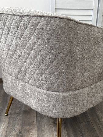 Кресло MUSSELS 3018-03 светло-серый, шенилл, золотой каркас