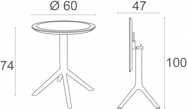 Стол пластиковый складной Siesta Contract Sky Folding Table Ø60 Стол пластиковый складной Siesta Contract Sky Folding Table Ø60