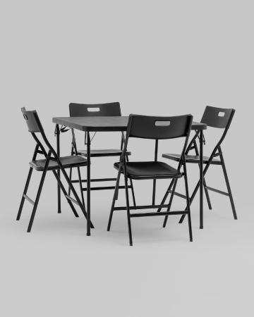 Комплект раскладного стола и стульев Кейт черный Комплект раскладного стола и стульев Кейт черный