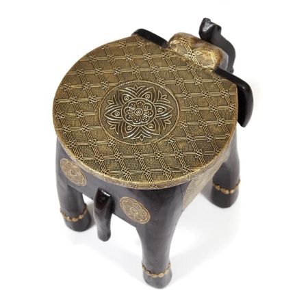 Столик Secret De Maison GOLDEN SLON (ND-006) дерево манго, латунная чеканка, 40х30х31 см, этническая роспись