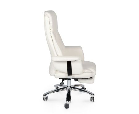 Кресло офисное Парламент ivory, сталь и хром, слоновая кость, экокожа