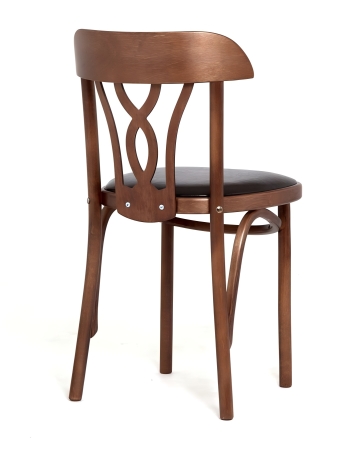 Стул "Астра Восьмерка" темный тон с мягким сиденьем из коричневой экокожи Стул "Астра Восьмерка" темный тон с мягким сиденьем из коричневой экокожи