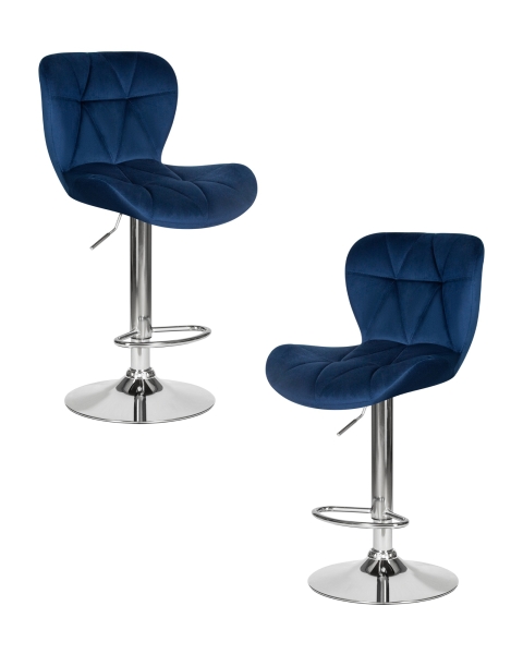 Набор 2 шт Стул барный BARNY, синий велюр (MJ9-117)