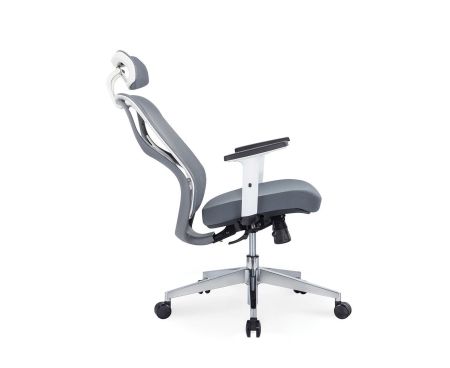 Кресло офисное Имидж серый белый пластик серая сетка серая ткань