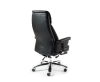 Кресло офисное Парламент черный, сталь и хром, черная экокожа