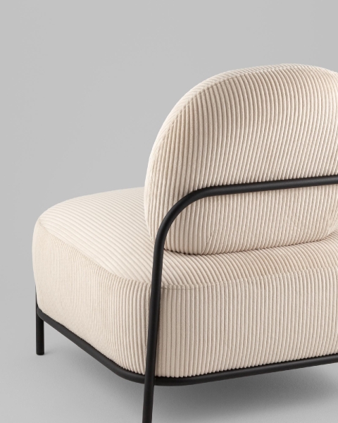 Кресло Стоун велюр рельефный молочный