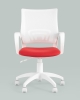 Кресло офисное ST-BASIC-W TopChairs спинка белая сетка сиденье красная ткань крестовина белый пластик фото в интернет-магазине Stoolmarket