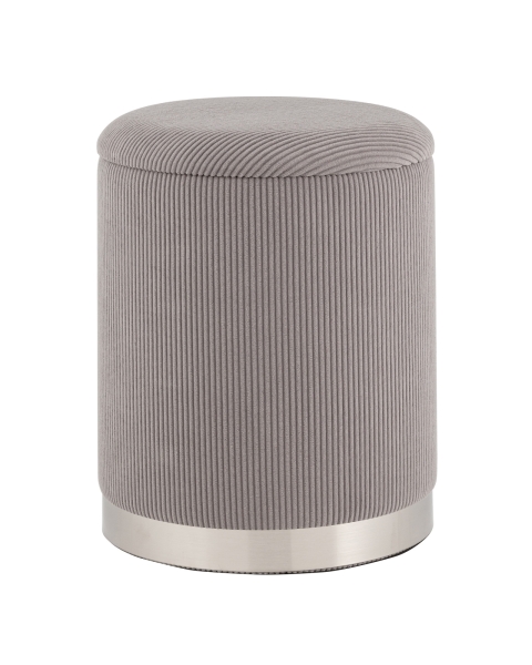 Пуф Эмили с ящиком серебро вельвет серый