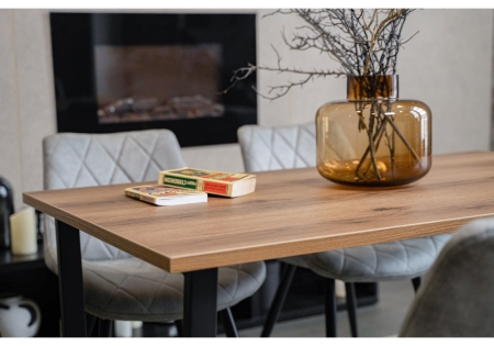 Стол деревянный Лота Лофт 140*25 мм дуб делано темный, матовый черный