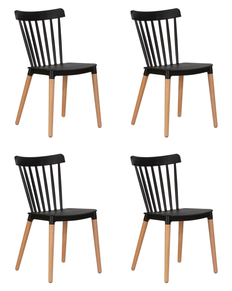 Набор 4 шт Стул обеденный THEO, ножки светлый бук черный (B-03)