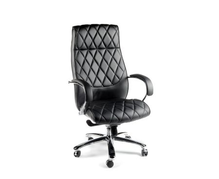Кресло офисное Бонд (black) сталь + хром черная экокожа