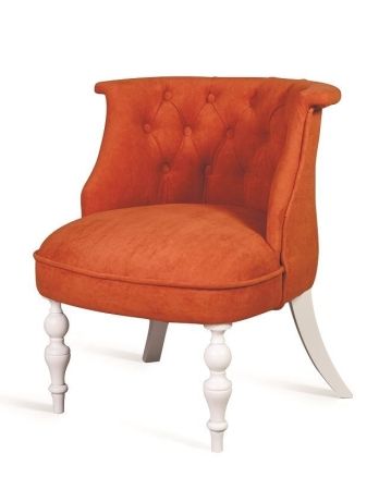 Деревянное кресло Бархат морковного цвета с белыми ножками