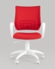 Кресло офисное ST-BASIC-W TopChairs красная ткань крестовина белый пластик фото в интернет-магазине Stoolmarket