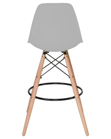 Стул барный DSW BAR ножки светлый бук сиденья светло-серый GR-01