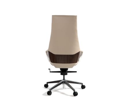 Кресло офисное Шопен бежевая кожа алюминий крестовина