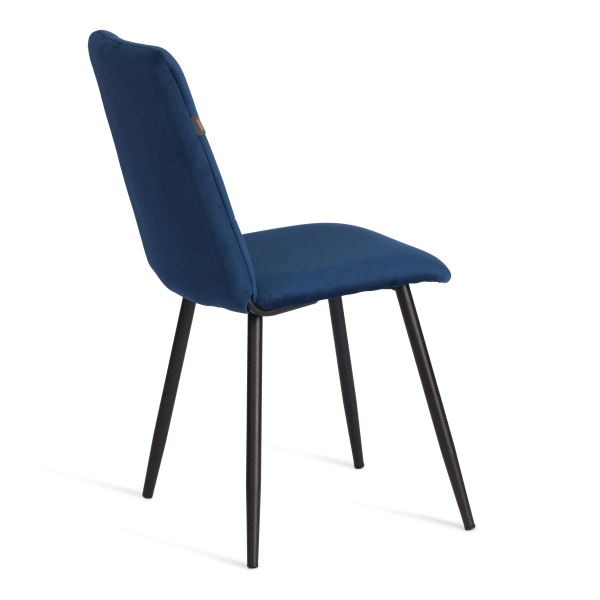 Стул обеденный Asti синий, велюр и металл, мягкое сиденье, без подлокотников