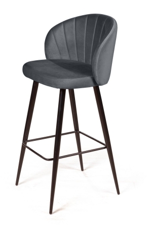 Стул барный Mont Blanc, бархат светло-серый, черный конус