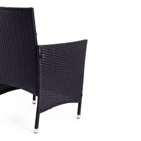 Обеденный сет (стол+4стула) (mod. 210036) пластиковый ротанг, стекло, 100х100х74 см / 60х60х75 см, черный, ткань: DB-16, серый