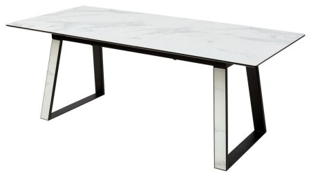 Стол Франк 160 белый мрамор, стекло, белый мрамор - черный