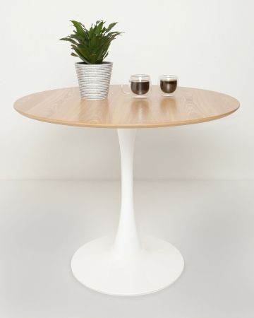 Стол Tulip style 90 белый, орех