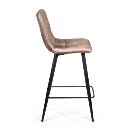 Стул полубарный UNO бархат бежевый, черный конус