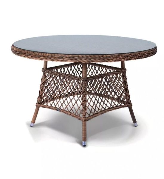 Плетеный круглый стол "Эспрессо", диаметр 118 см, цвет коричневый