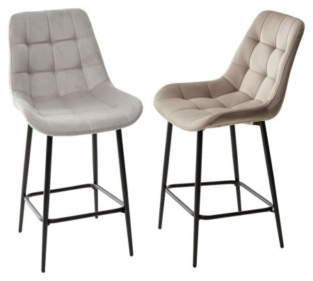 Полубарный стул ХОФМАН H-09 светло-серый велюр, черный каркас H=63cm