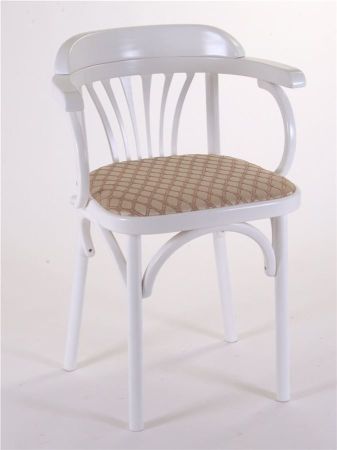 Деревянный стул Венский эмаль белая с мягким сиденьем из ткани 1 бежевый Деревянный стул Венский эмаль белая с мягким сиденьем из ткани 1 бежевый