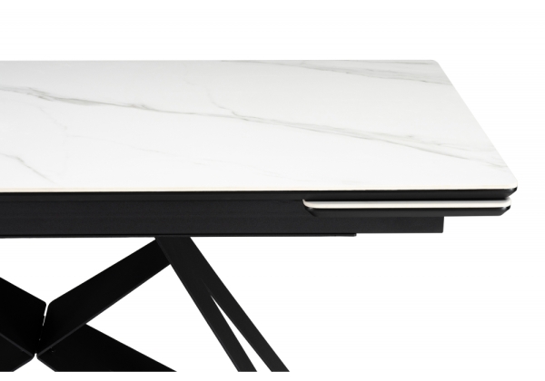 Керамический стол Блэкберн 160(220)х89 белый мрамор snow white, черный