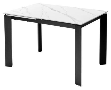 Стол CORNER 120 SINTERED STONE WHITE MARBLE/ BLACK