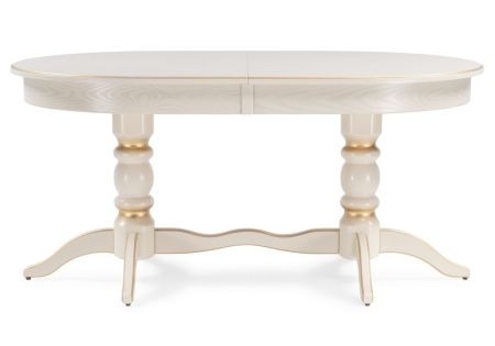 Стол деревянный Дейвер 160(220)х100 слоновая кость, золото