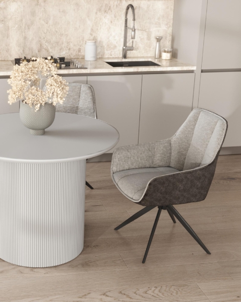 Стул обеденный Alba серый спинка экокожа