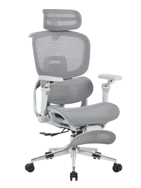 Кресло офисное TopChairs Prodigy с оттоманкой серый