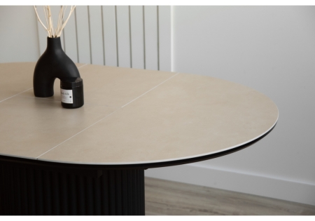 Керамический стол Стивен 100(140) okara light yellow, черный