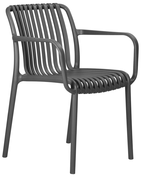 Стул WALTER ARM серый, пластик, твердое сиденье, с подлокотниками