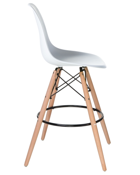 Стул барный DSW BAR ножки светлый бук сиденья белый W-02