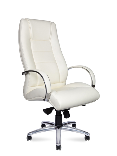 Кресло офисное Bern слоновая кость, экокожа и металл, мягкое сиденье, с подлокотниками