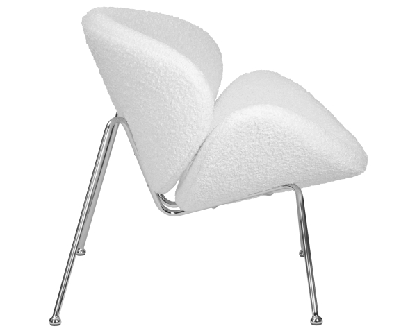 Кресло дизайнерское EMILY, белый (букле) ткань , хромированная сталь