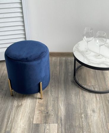 Пуф для гостиной RICE BLUVEL-86 NAVY синий, золотой фото в интернет-магазине Stoolmarket