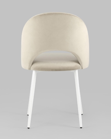 Стул Меган велюр бежевый белые ножки