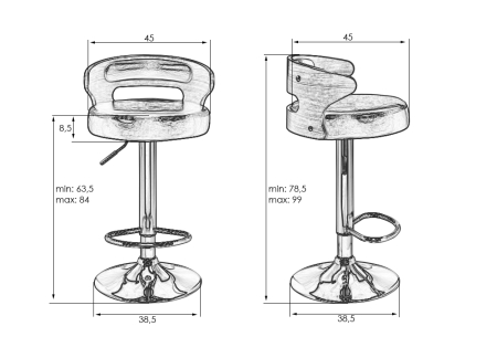 Набор 2 шт Стул барный FRED BLACK, черное дерево, черный