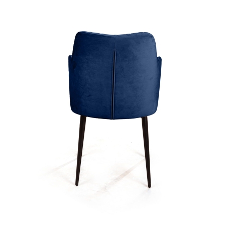 Стул с подлокотниками Hunt, бархат синий, черный конус