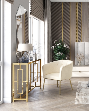 Консоль БРУКЛИН 115*30 золото стекло дым