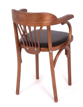 Деревянный стул Венский средний тон с мягким сиденьем из экокожи Деревянный стул Венский средний тон с мягким сиденьем из экокожи