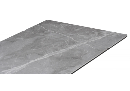 Керамический стол Памелла 140(200)х80 серый мрамор, черный