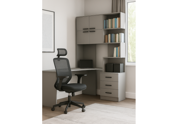 Компьютерный стол Эльброни левый шиншилла серая