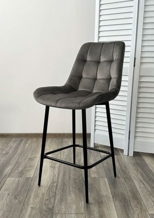 Полубарный стул ХОФМАН H-18 графитовый велюр, черный каркас H=63cm