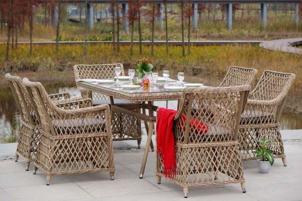 Обеденная группа "Латте" плетеная, цвет соломенный