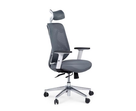 Кресло офисное Имидж gray белый пластик серая сетка серая ткань